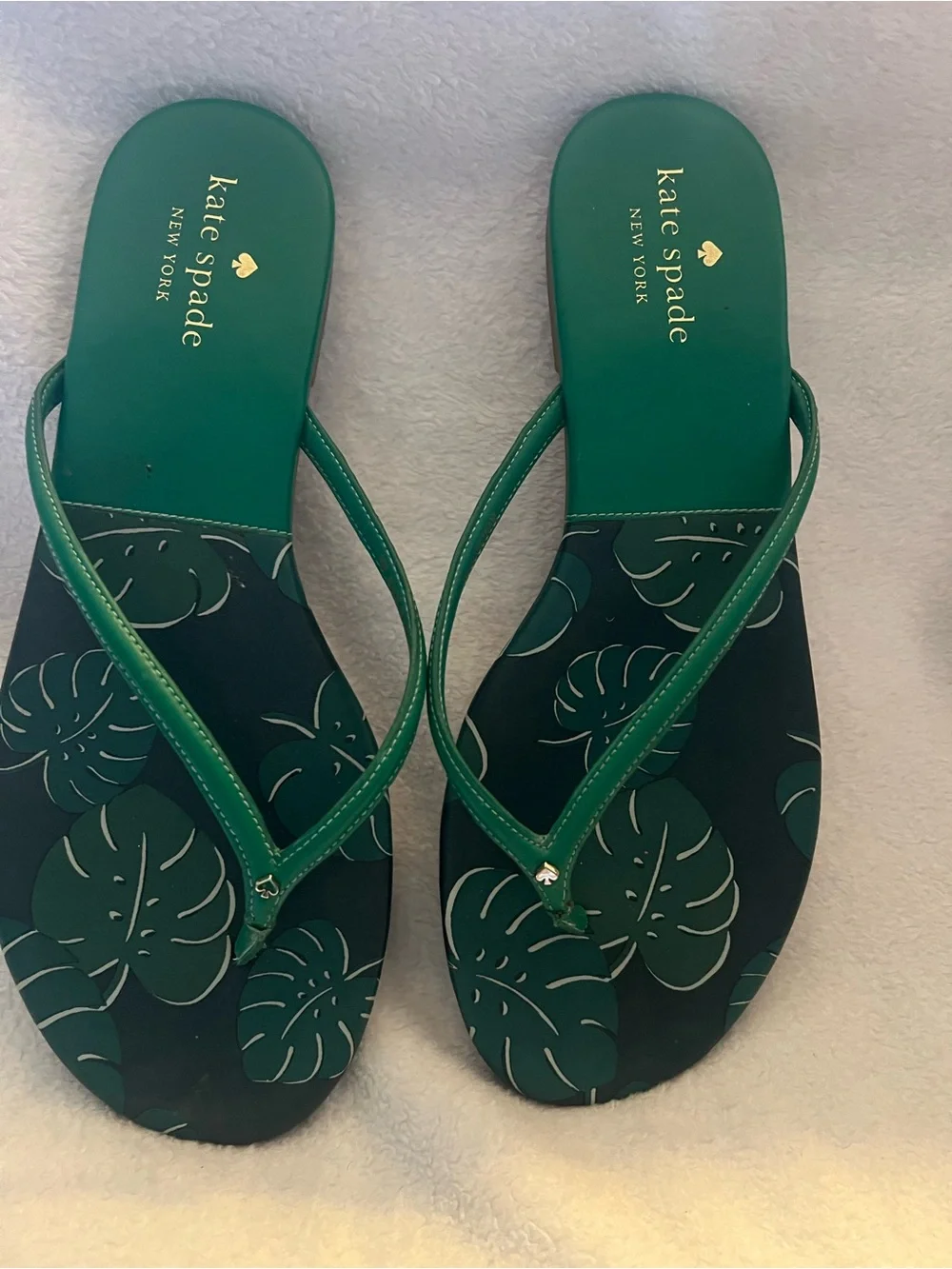 Kate Spade Green Floral Print Flip Flop Sandals